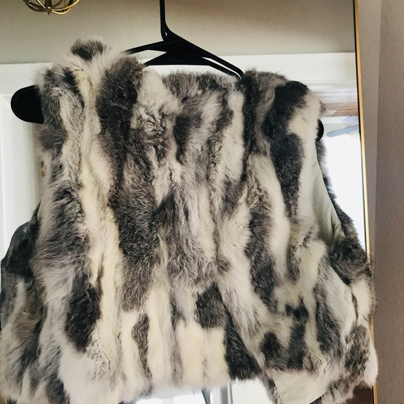 Rabbit Fur Vest — Gray and White - Picture 3 of 3